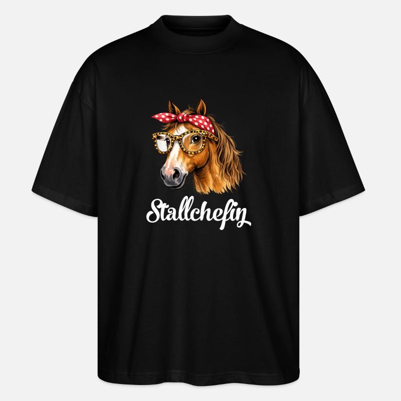 Stallchefin Pferd Stall lustig - Stanley/Stella Oversized Unisex Bio T-Shirt Blaster 2.0 - Schwarz