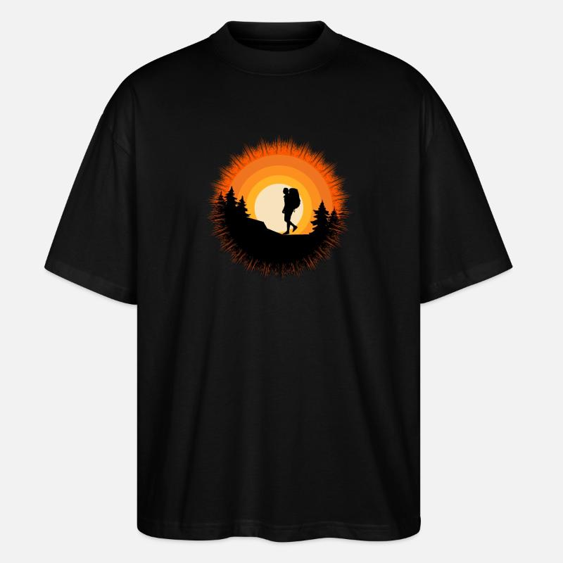 Wanderbekleidung Outdoor Backpacking Camping - Stanley/Stella Oversized Unisex Bio T-Shirt Blaster 2.0 - Schwarz