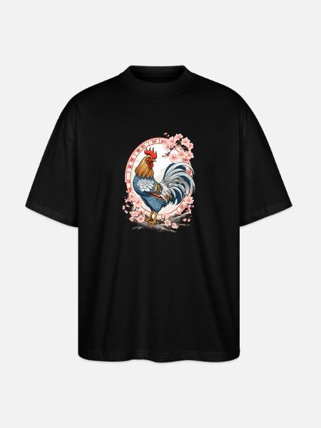 Asian With Cherry Blossoms Aesthetic - Stanley/Stella Oversized Unisex Organic T-shirt Blaster 2.0 - black