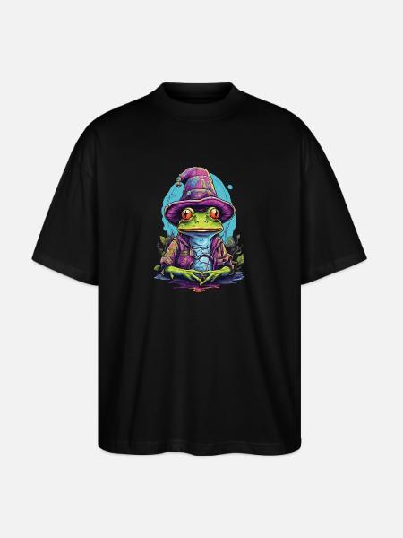Mystic frog with magic hat - Stanley/Stella Oversized Unisex Organic T-shirt Blaster 2.0 - black
