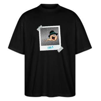 Foto von mir 1963 - Zeugung - Stanley/Stella Oversized Unisex Bio T-Shirt Blaster 2.0 - Schwarz - Vorne - Alina (178cm) & Michal (187cm)