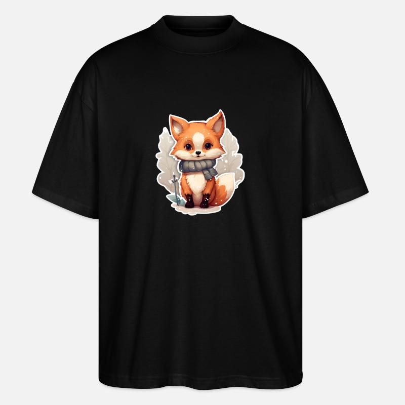Fox in winter look - Stanley/Stella Oversized Unisex Organic T-shirt Blaster 2.0 - black