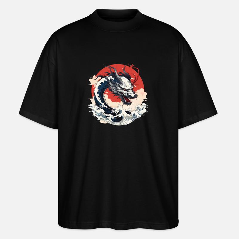 Japanischer Drache - Stanley/Stella Oversized Unisex Bio T-Shirt Blaster 2.0 - Schwarz