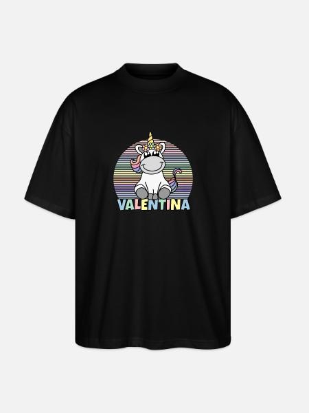 Valentina Unicorno Nome - Maglietta articolo ecologico Unisex vestibilità oversize Stanley/Stella Blaster 2.0 - nero