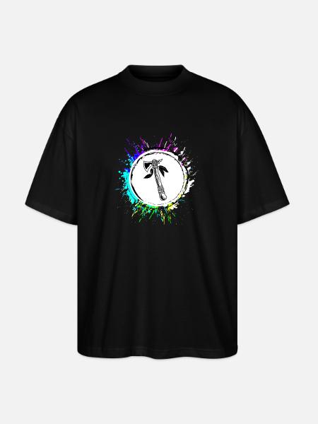 Axt Indianer feder Bunt - Stanley/Stella Oversized Unisex Bio T-Shirt Blaster 2.0 - Schwarz