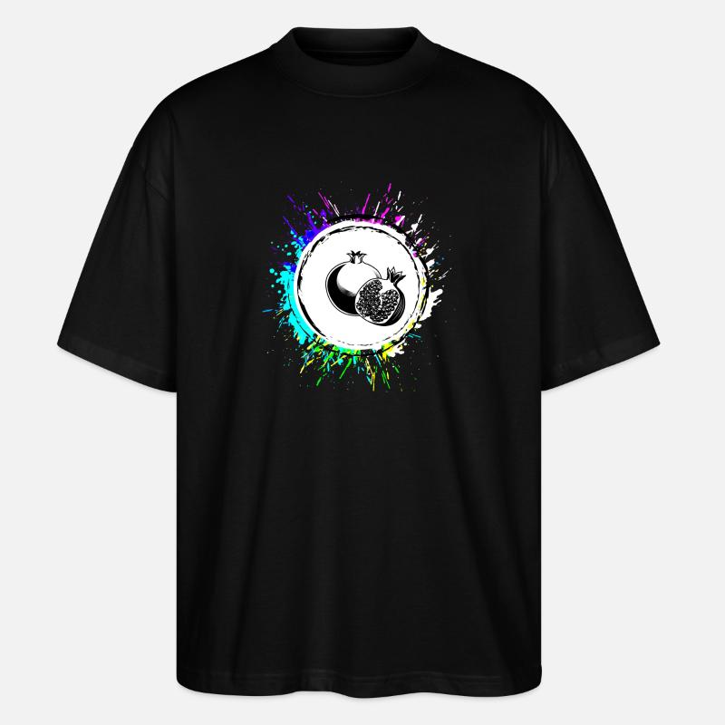Granatapfel obst Bunt - Stanley/Stella Oversized Unisex Bio T-Shirt Blaster 2.0 - Schwarz