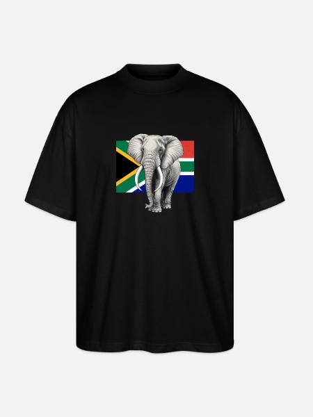 Drapeau éléphant d’Afrique du Sud - T-shirt bio Blaster 2.0 coupe oversize Stanley/Stella Unisexe - noir