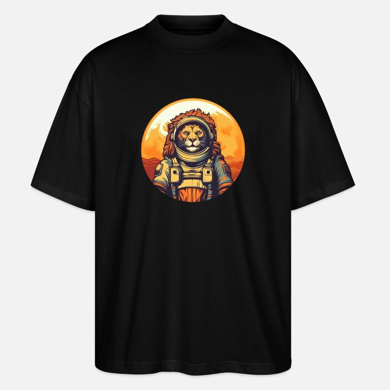 Lion dans l’espace - T-shirt bio Blaster 2.0 coupe oversize Stanley/Stella Unisexe - noir
