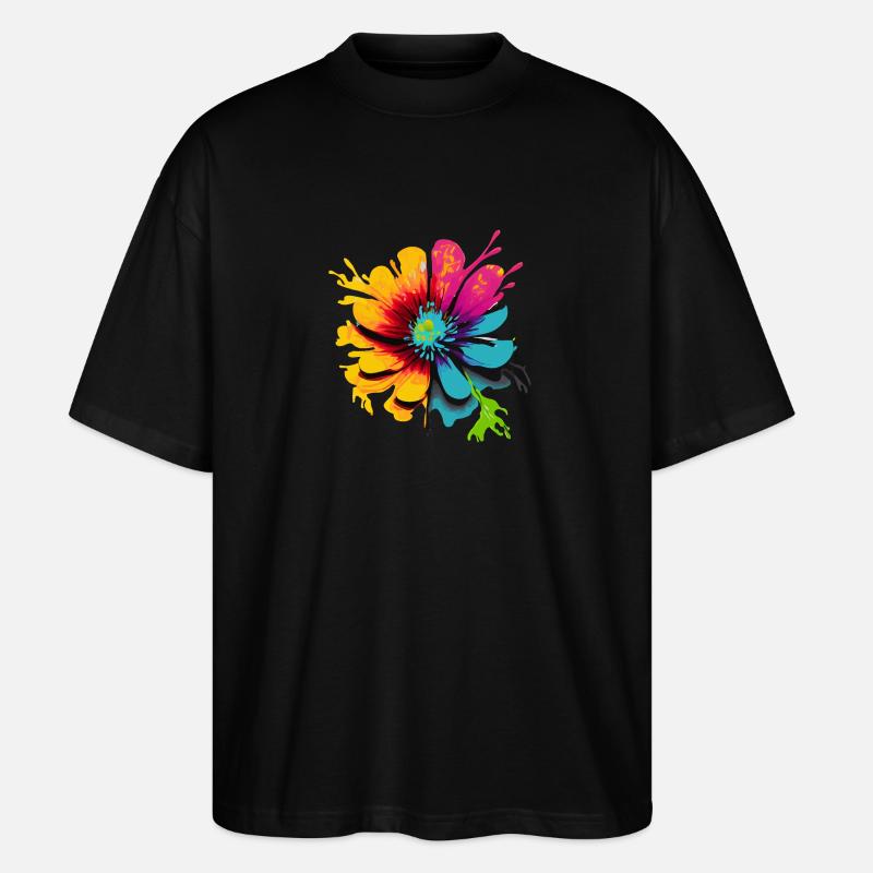 Fleur couleur - T-shirt bio Blaster 2.0 coupe oversize Stanley/Stella Unisexe - noir