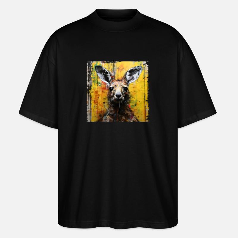 Graffiti Kangaroo - Stanley/Stella Oversized Unisex Bio T-Shirt Blaster 2.0 - Schwarz