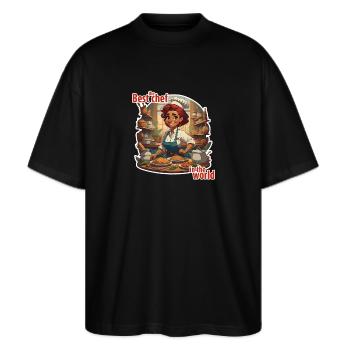 The Best Chef in the World - Stanley/Stella Oversized Unisex Organic T-shirt Blaster 2.0 - black - Front - Alina (178cm) & Michal (187cm)
