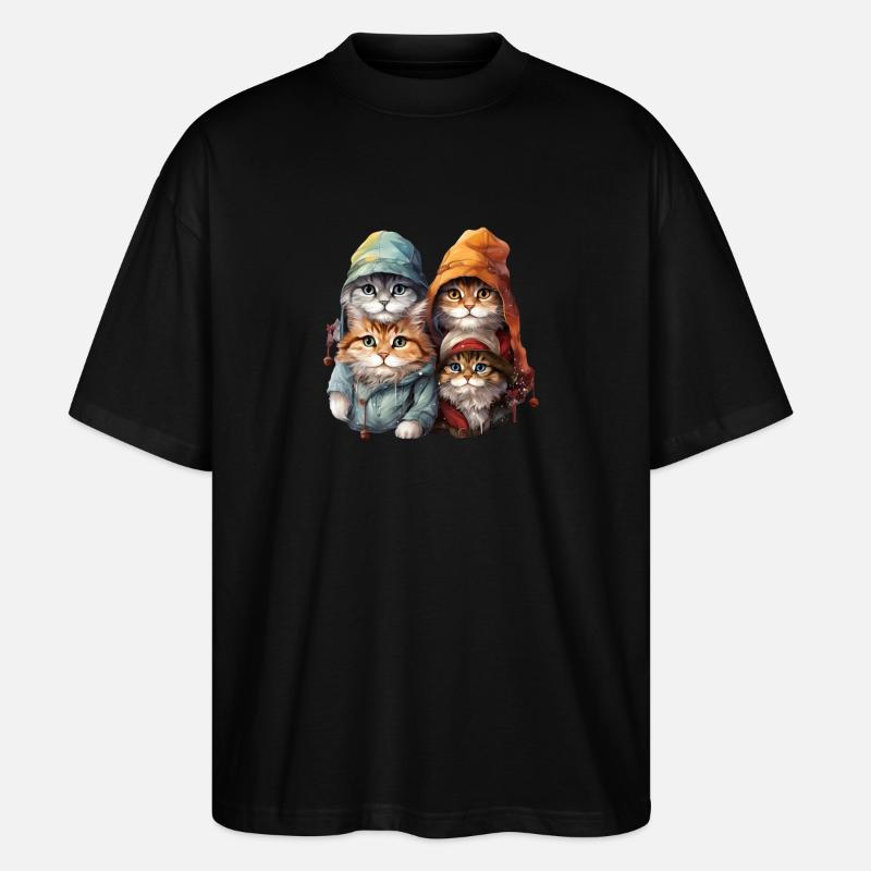 4 chatons mignons - T-shirt bio Blaster 2.0 coupe oversize Stanley/Stella Unisexe - noir