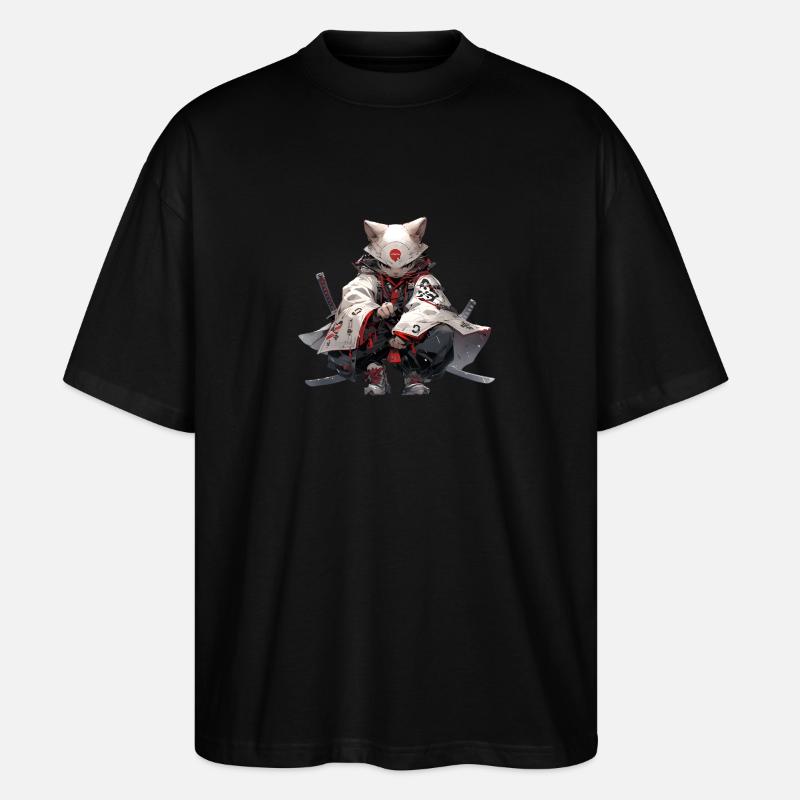 Samurai cat - Stanley/Stella Oversized Unisex Bio T-Shirt Blaster 2.0 - Schwarz