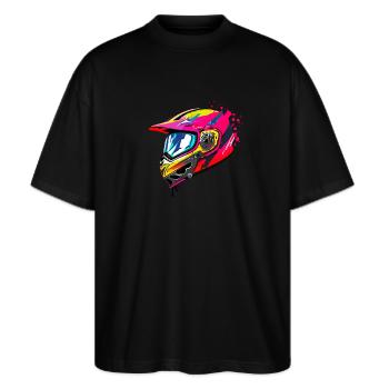 motorcycle helmet - Stanley/Stella Oversized Unisex Organic T-shirt Blaster 2.0 - black - Front - Alina (178cm) & Michal (187cm)