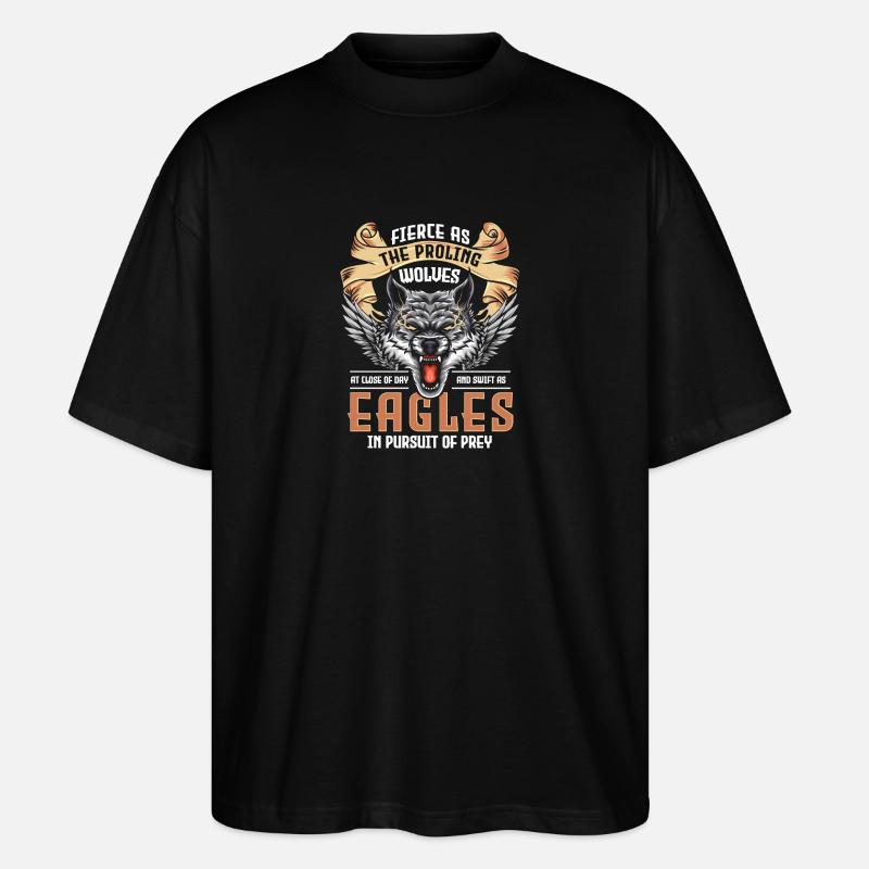 Wolf Tier Mystik Wolfpack - Stanley/Stella Oversized Unisex Bio T-Shirt Blaster 2.0 - Schwarz