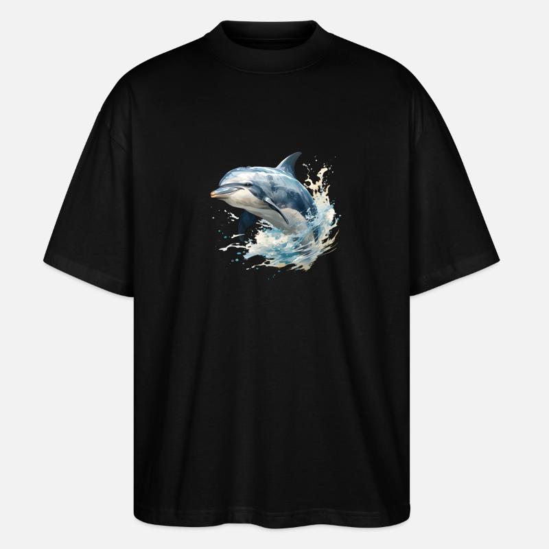 Springender Delfin - Stanley/Stella Oversized Unisex Bio T-Shirt Blaster 2.0 - Schwarz