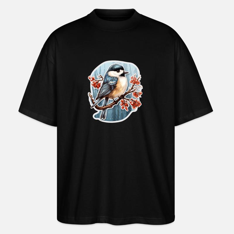 Kohlmeise im Winter - Stanley/Stella Oversized Unisex Bio T-Shirt Blaster 2.0 - Schwarz
