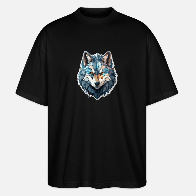 Wolf - Illustration - Stanley/Stella Oversized Unisex Bio T-Shirt Blaster 2.0 - Schwarz