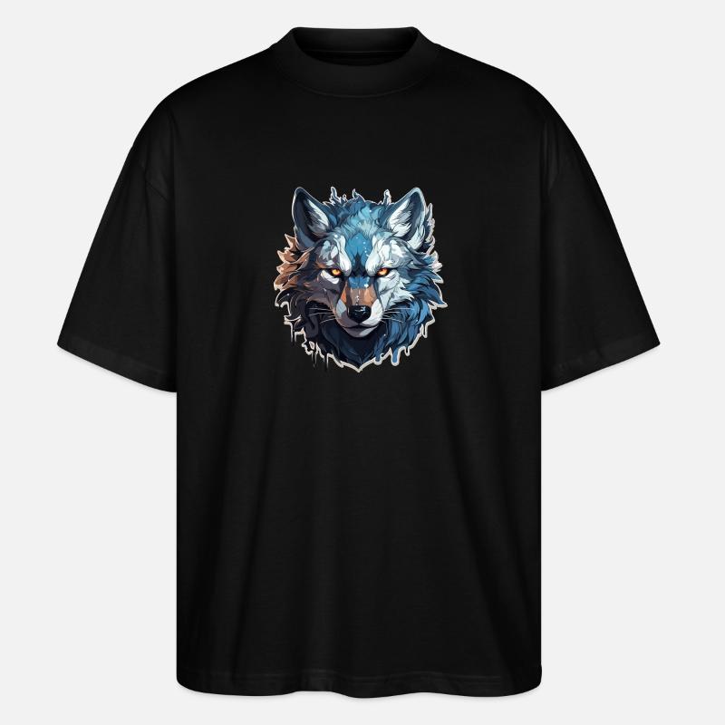 Wolf - Illustration - Stanley/Stella Oversized Unisex Bio T-Shirt Blaster 2.0 - Schwarz