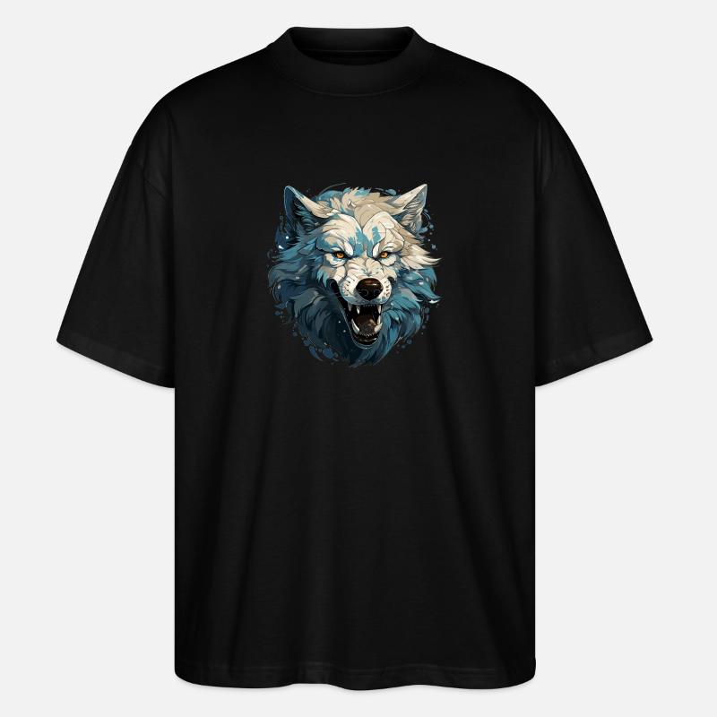 Wolf - Illustration - Stanley/Stella Oversized Unisex Bio T-Shirt Blaster 2.0 - Schwarz