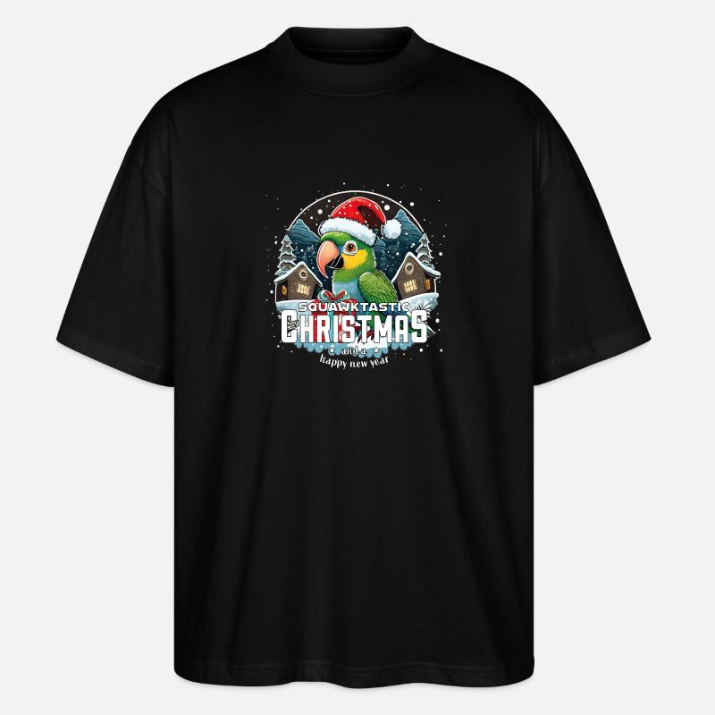 Perroquet de Noël - squawktastic Noël - T-shirt bio Blaster 2.0 coupe oversize Stanley/Stella Unisexe - noir