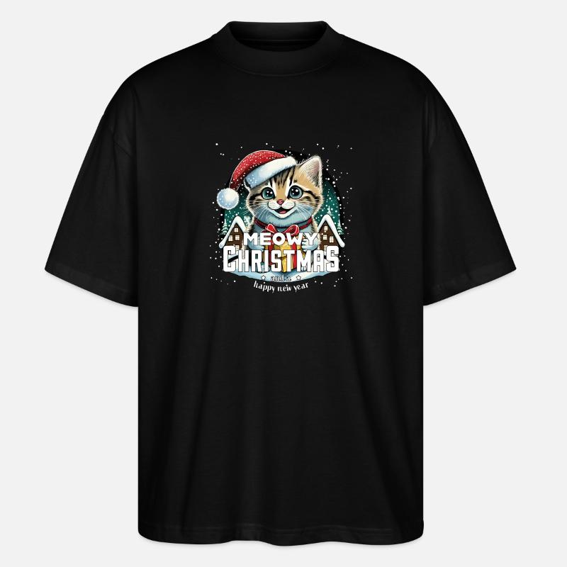 Weihnachtskatze - Meowy Christmas - Stanley/Stella Oversized Unisex Bio T-Shirt Blaster 2.0 - Schwarz