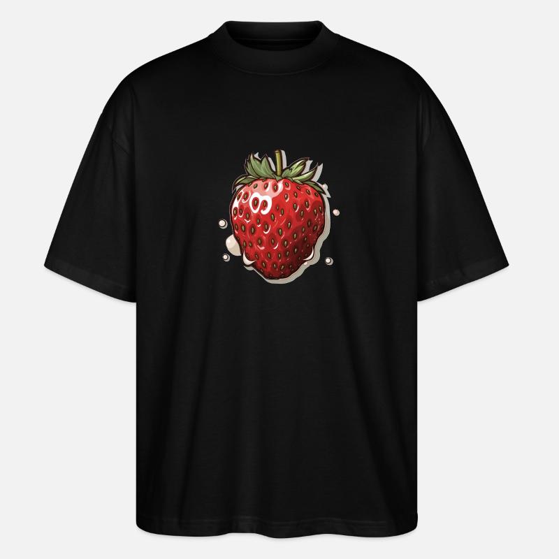 Fraise - illustration - T-shirt bio Blaster 2.0 coupe oversize Stanley/Stella Unisexe - noir