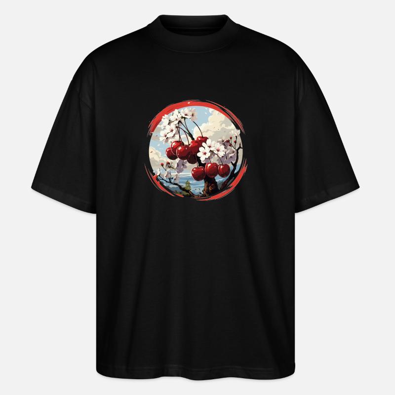 Kirsche - Illustration - Stanley/Stella Oversized Unisex Bio T-Shirt Blaster 2.0 - Schwarz
