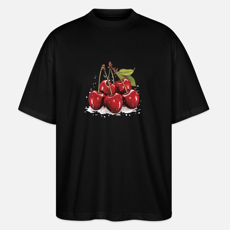 Kirsche - Illustration - Stanley/Stella Oversized Unisex Bio T-Shirt Blaster 2.0 - Schwarz