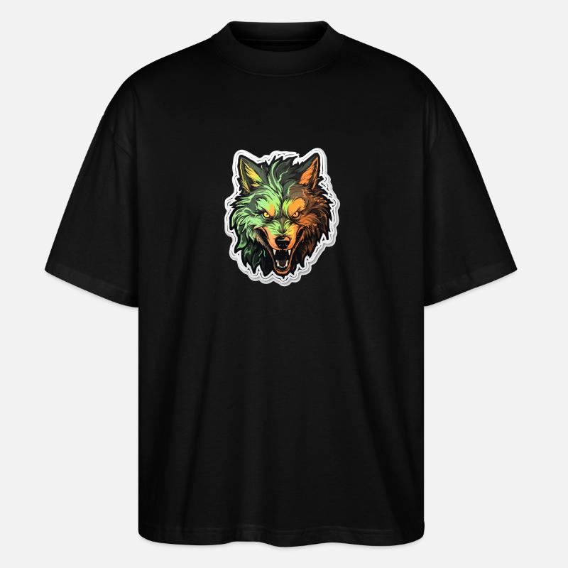 Loup - Illustration - T-shirt bio Blaster 2.0 coupe oversize Stanley/Stella Unisexe - noir