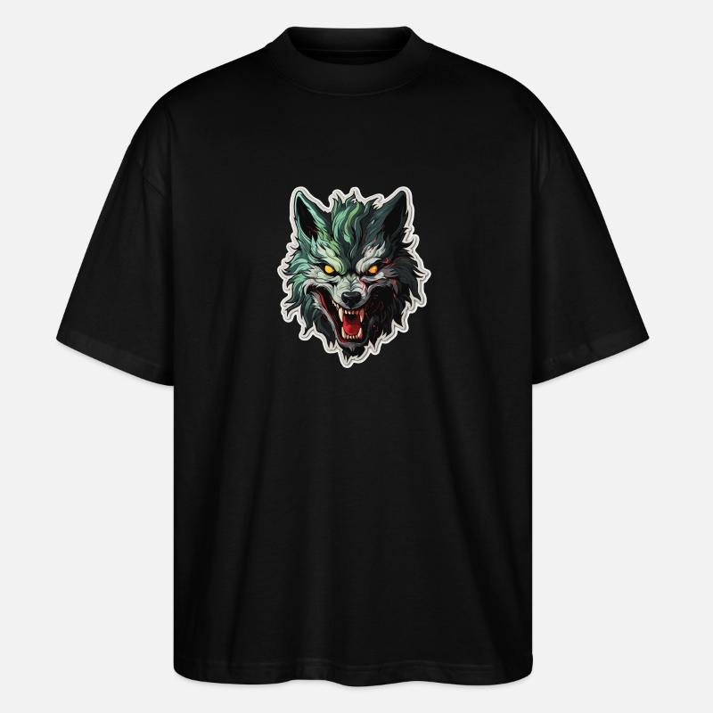 Wolf - Illustration - Stanley/Stella Oversized Unisex Bio T-Shirt Blaster 2.0 - Schwarz