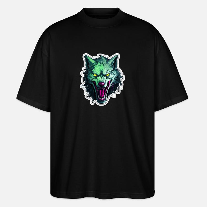 Wolf - Illustration - Stanley/Stella Oversized Unisex Bio T-Shirt Blaster 2.0 - Schwarz