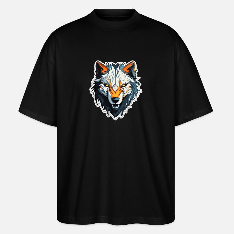 Wolf - Illustration - Stanley/Stella Oversized Unisex Bio T-Shirt Blaster 2.0 - Schwarz