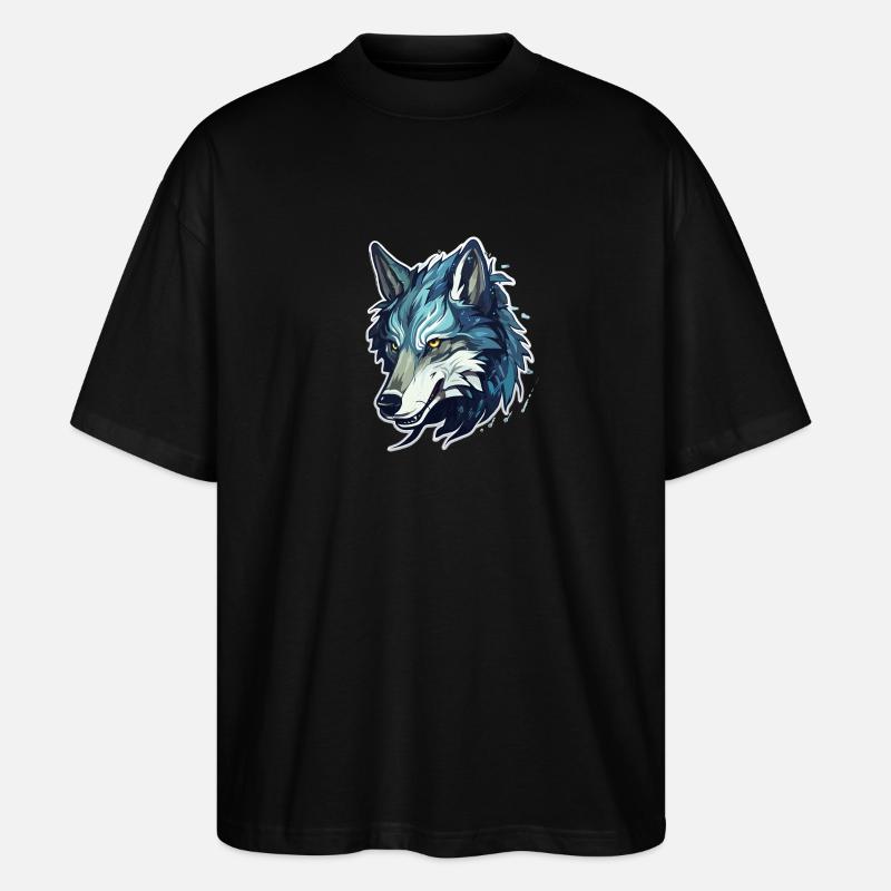 Wolf - Illustration - Stanley/Stella Oversized Unisex Organic T-shirt Blaster 2.0 - black