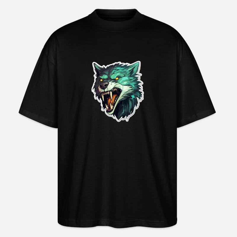 Loup - Illustration - T-shirt bio Blaster 2.0 coupe oversize Stanley/Stella Unisexe - noir