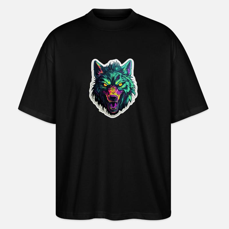 Loup - Illustration - T-shirt bio Blaster 2.0 coupe oversize Stanley/Stella Unisexe - noir