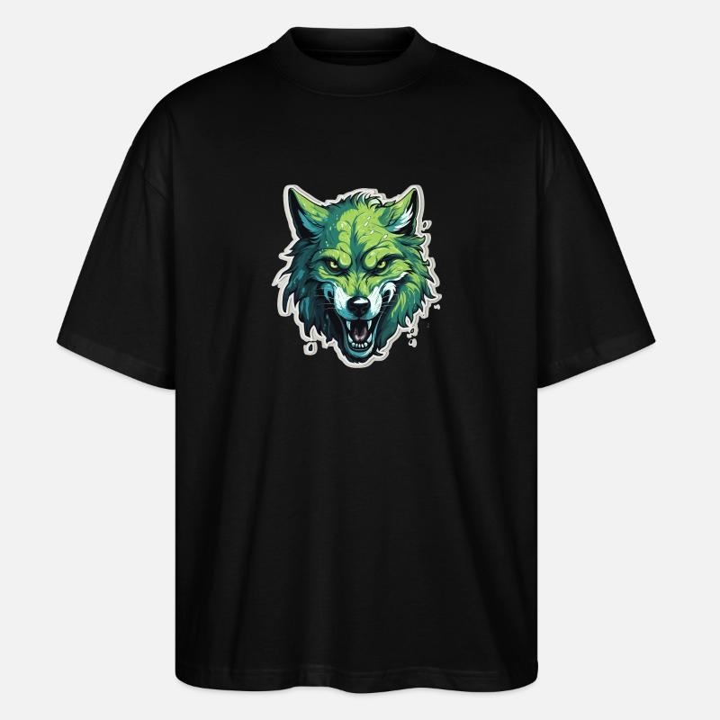 Wolf - Illustration - Stanley/Stella Oversized Unisex Organic T-shirt Blaster 2.0 - black