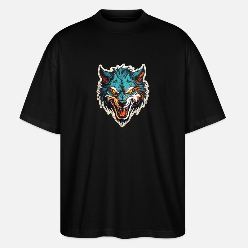 Loup - Illustration - T-shirt bio Blaster 2.0 coupe oversize Stanley/Stella Unisexe - noir