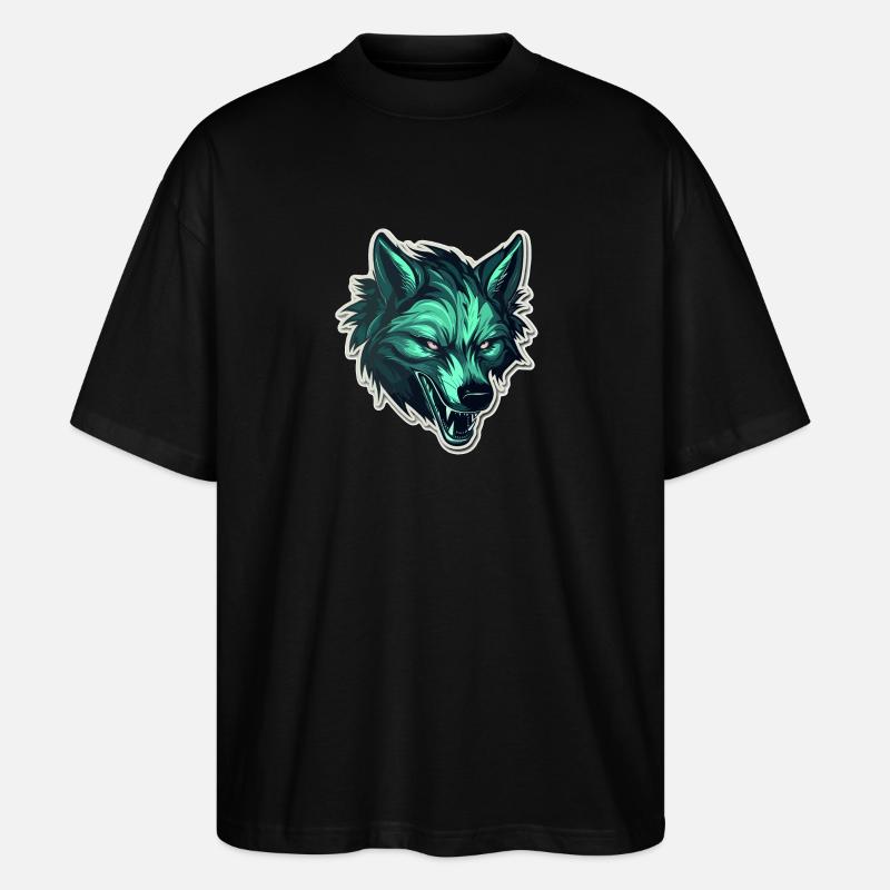 Wolf - Illustration - Stanley/Stella Oversized Unisex Organic T-shirt Blaster 2.0 - black