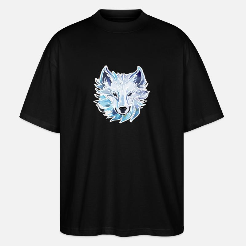 Wolf - Illustration - Stanley/Stella Oversized Unisex Organic T-shirt Blaster 2.0 - black