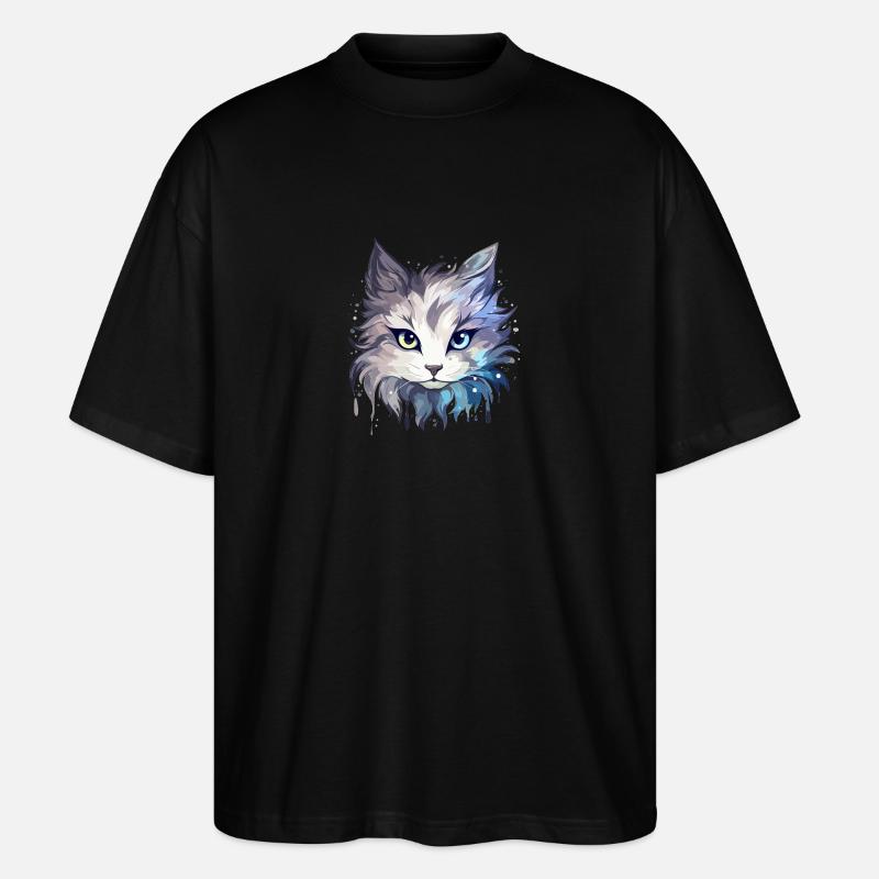 Katze - Illustration - Stanley/Stella Oversized Unisex Bio T-Shirt Blaster 2.0 - Schwarz