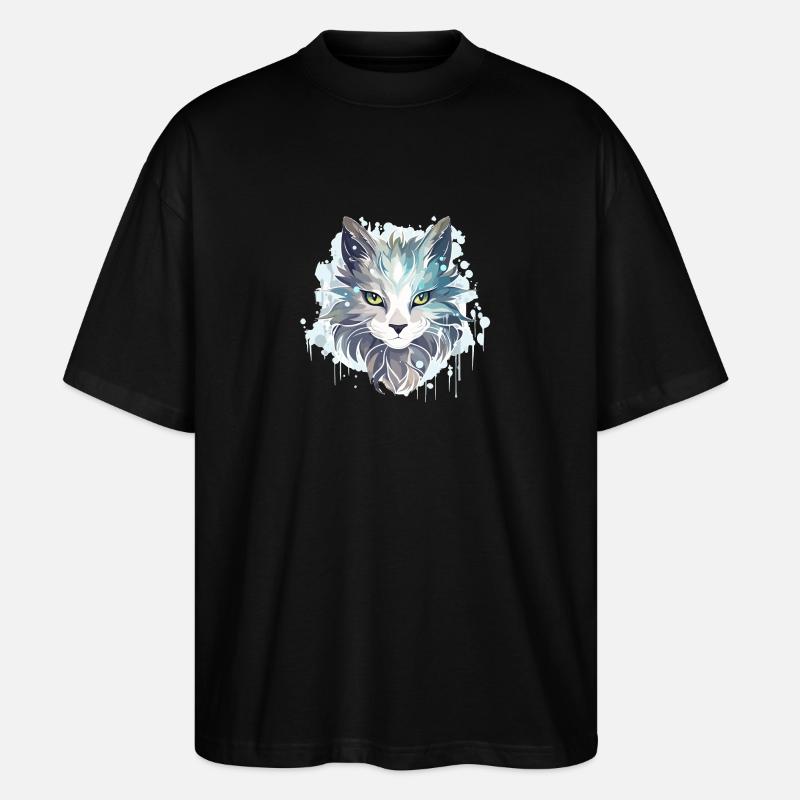 Katze - Illustration - Stanley/Stella Oversized Unisex Bio T-Shirt Blaster 2.0 - Schwarz