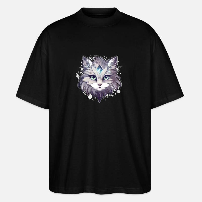 Katze - Illustration - Stanley/Stella Oversized Unisex Bio T-Shirt Blaster 2.0 - Schwarz