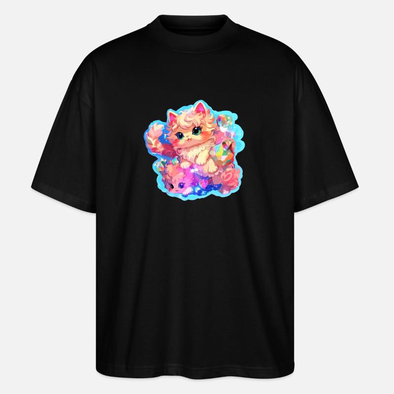 Katze - Illustration - Stanley/Stella Oversized Unisex Bio T-Shirt Blaster 2.0 - Schwarz