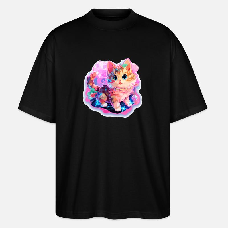 Katze - Illustration - Stanley/Stella Oversized Unisex Bio T-Shirt Blaster 2.0 - Schwarz