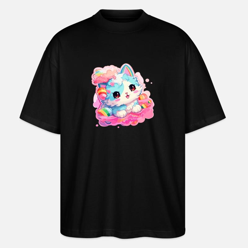 Katze - Illustration - Stanley/Stella Oversized Unisex Bio T-Shirt Blaster 2.0 - Schwarz