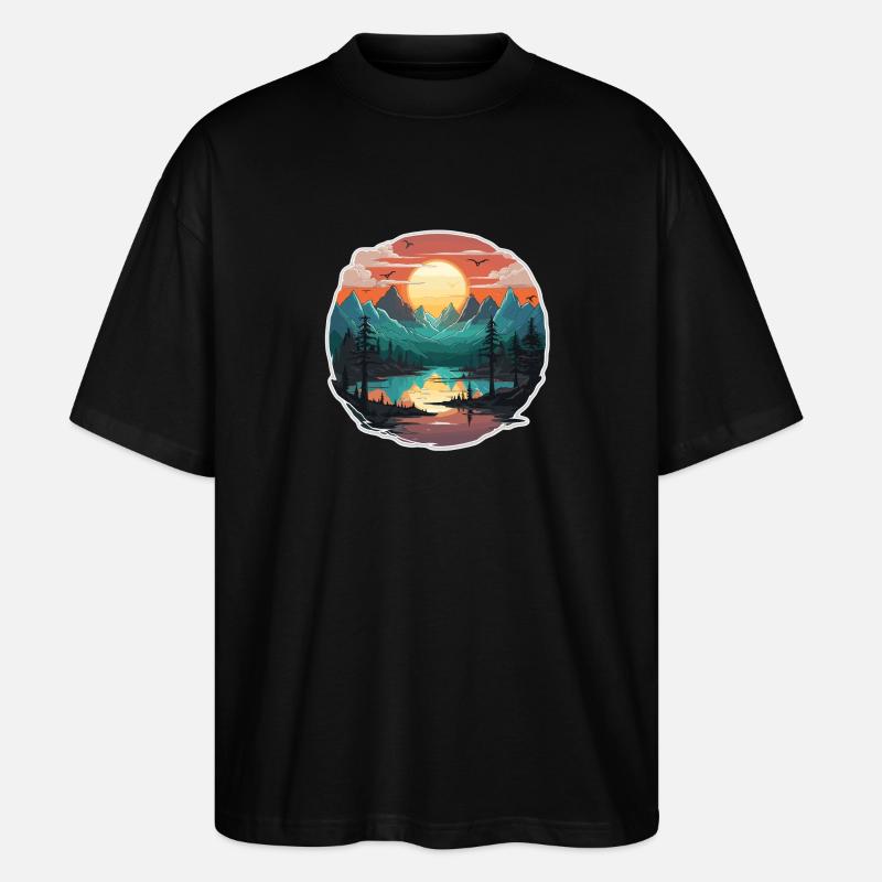 Landscape - Illustration - Stanley/Stella Oversized Unisex Organic T-shirt Blaster 2.0 - black