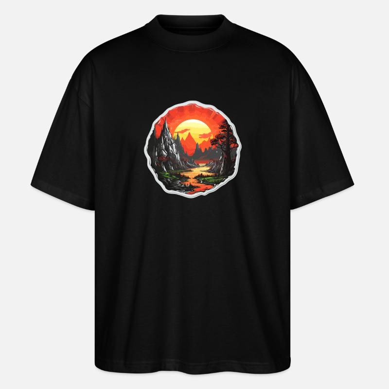 Paysage - Illustration - T-shirt bio Blaster 2.0 coupe oversize Stanley/Stella Unisexe - noir