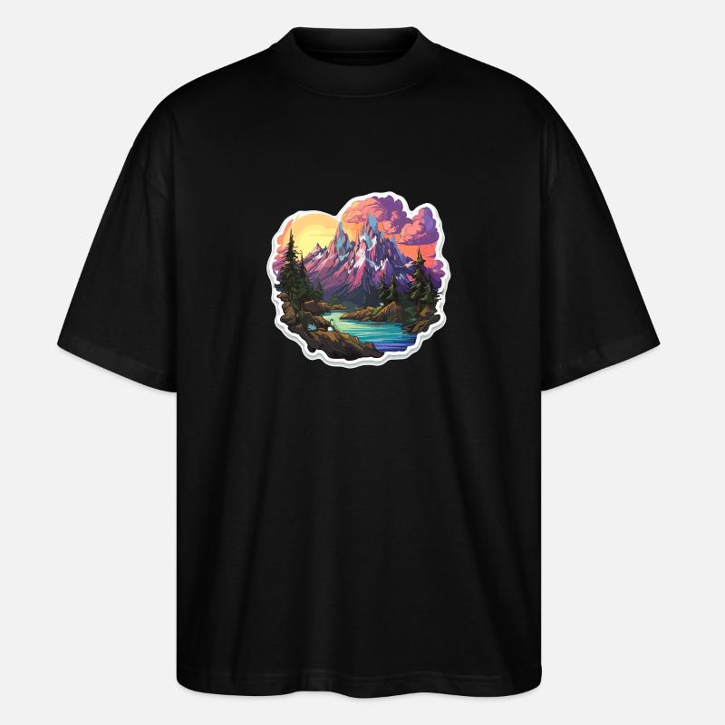 Landschaft - Illustration - Stanley/Stella Oversized Unisex Bio T-Shirt Blaster 2.0 - Schwarz