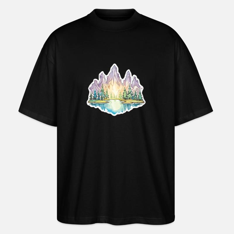 Landschaft - Illustration - Stanley/Stella Oversized Unisex Bio T-Shirt Blaster 2.0 - Schwarz